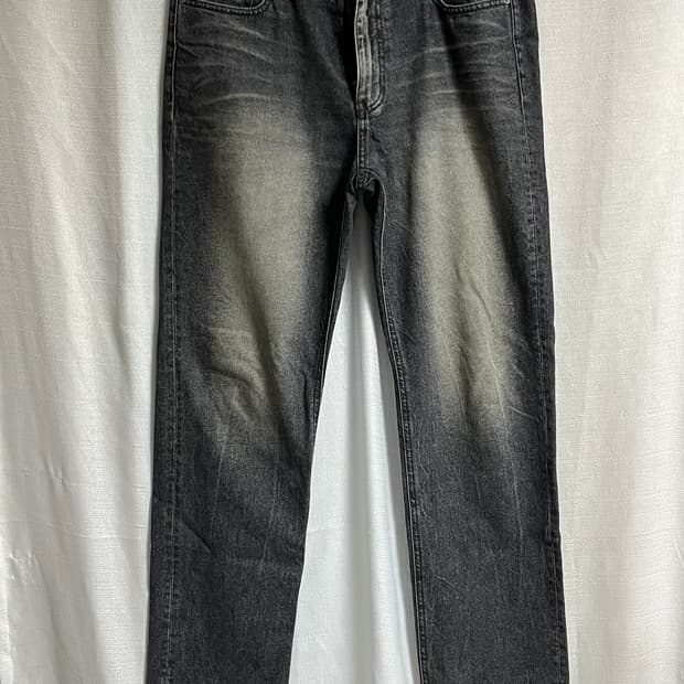 피스워커 흑청 워싱 세미와이드 데님팬츠 34