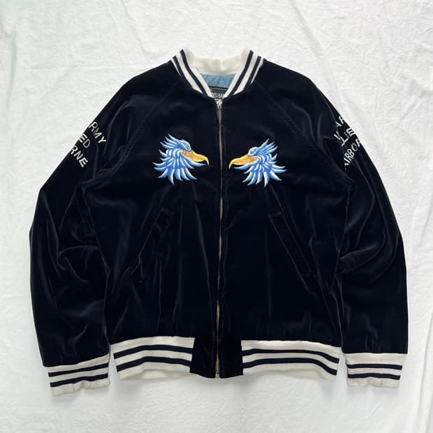 JPN Johns Hamer 일본 빈티지 벨벳 자수 스카쟌