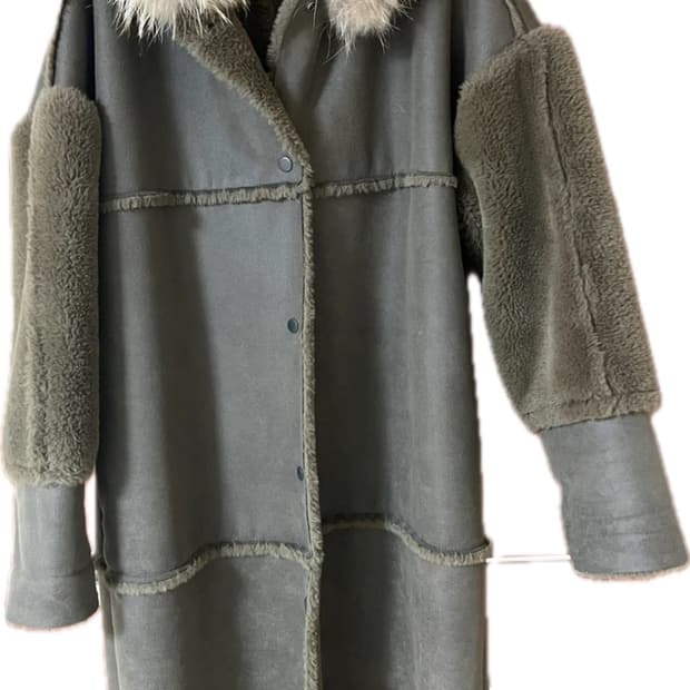 여성용 후드 롱 무스탕 코트 프리(free)사이즈