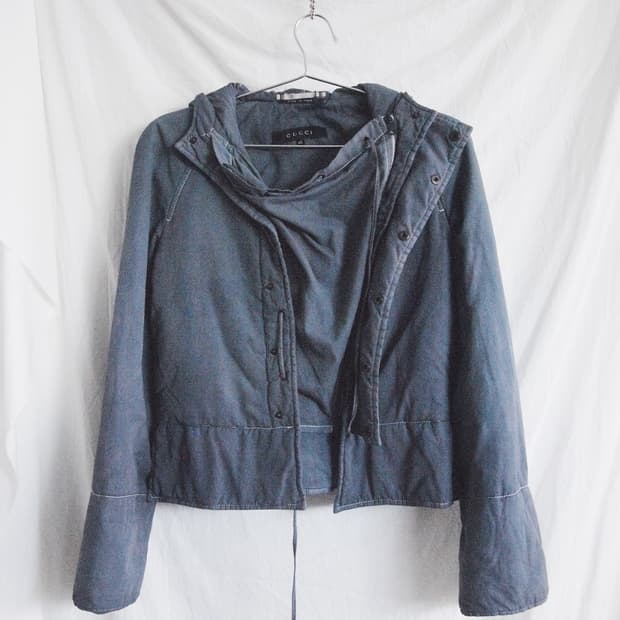 구찌 00s asymmetric aviator’s jacket