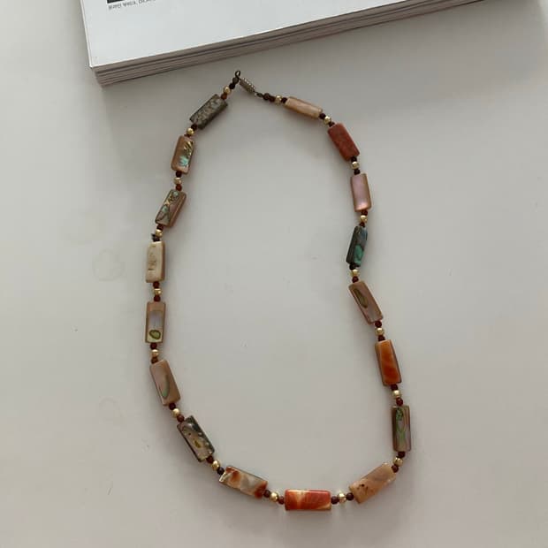 일본 빈티지 자개 목걸이 레트로 페어리 키치 에스닉 오리엔탈