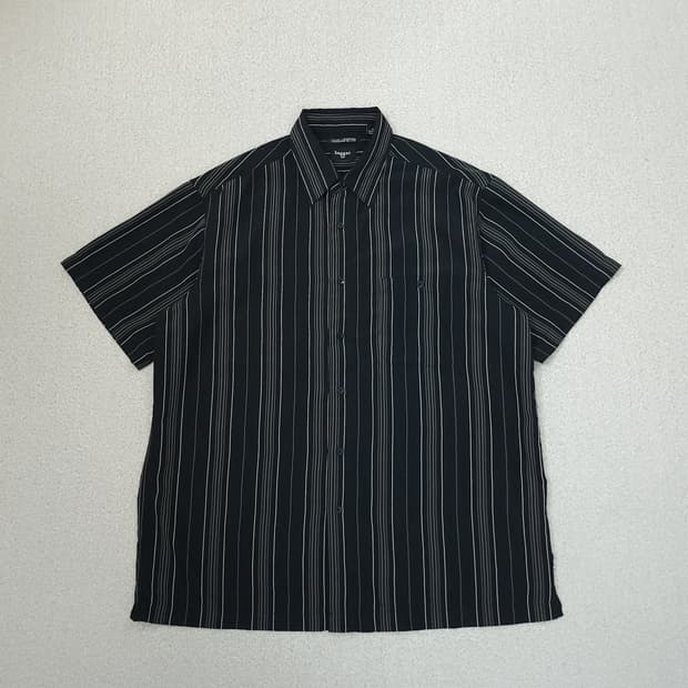 (L)haggar 남자 스트라이프 반팔 셔츠 브라운 갈색 남방