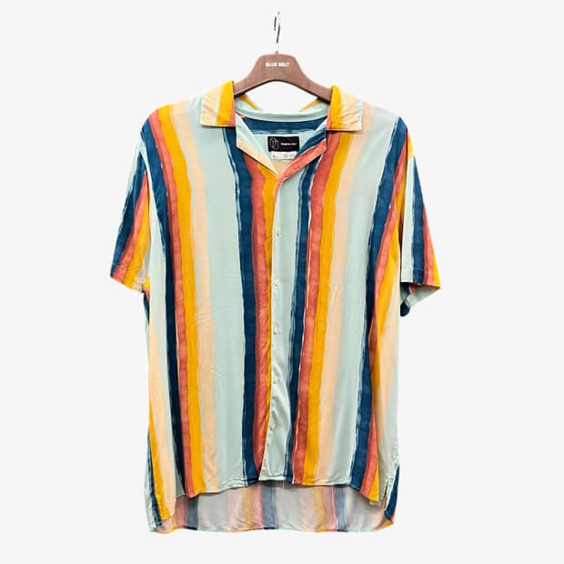 USA VINTAGE 레이온 반팔 셔츠 멀티 수채화 컬러
