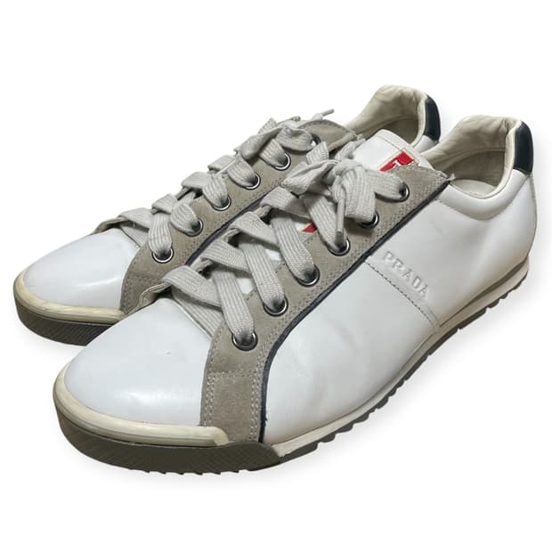 280~285) 프라다 스포츠 로고 레더 스니커즈 화이트