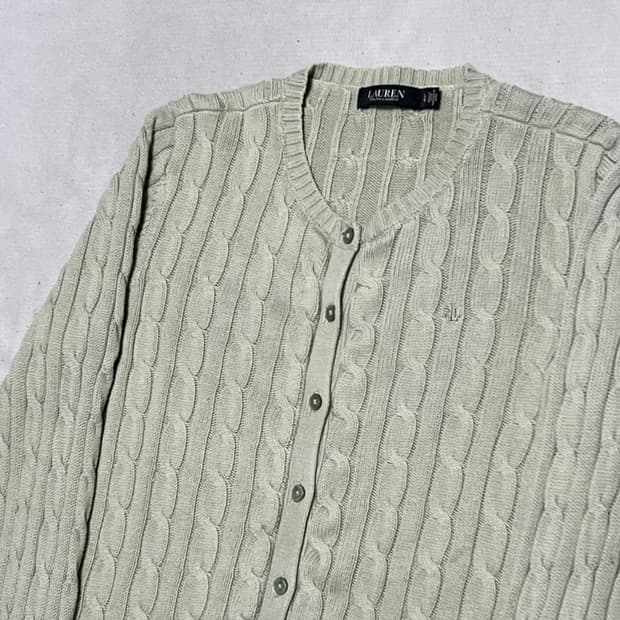 L 로렌랄프로렌 여성용 라운드넥 케이블 가디건