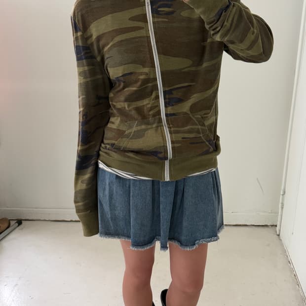 일본빈티지 카모 나시 후드세트