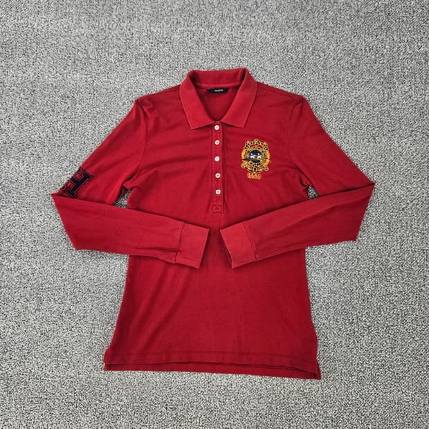 [85] 헤지스 여성 빅와펜 긴팔 카라 티셔츠 1103JM1