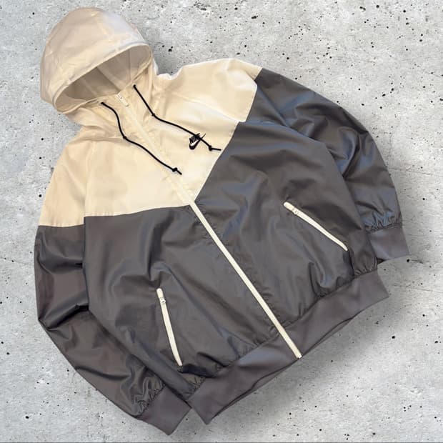 [L] 나이키 윈드러너 바람막이 화이트 회색 후드 자켓 C112