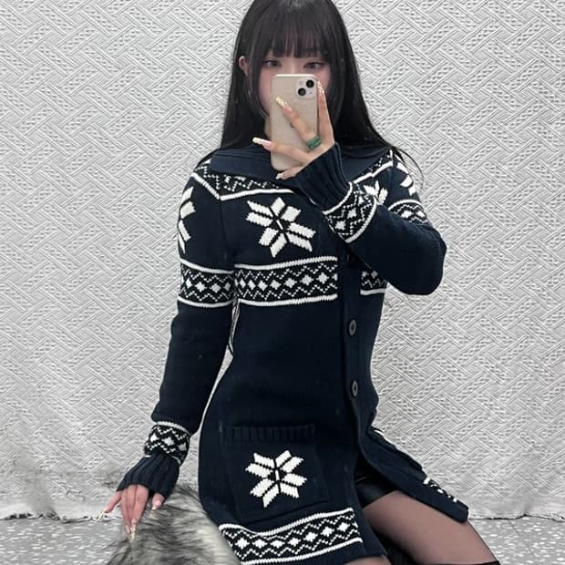 타미힐피거 여리 슬림핏 노르딕 스노우 니트 롱 가디건 S C09617