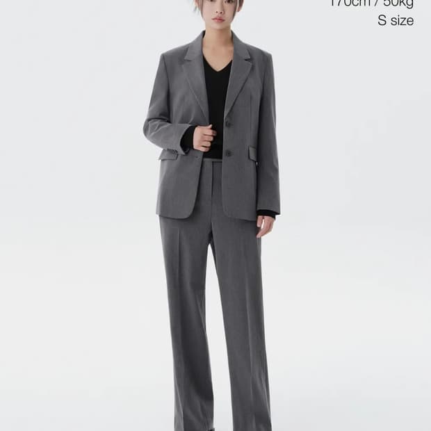 무신사 스탠다드  우먼즈 와이드 히든 밴딩 슬랙스 [미디엄 그레이] (원