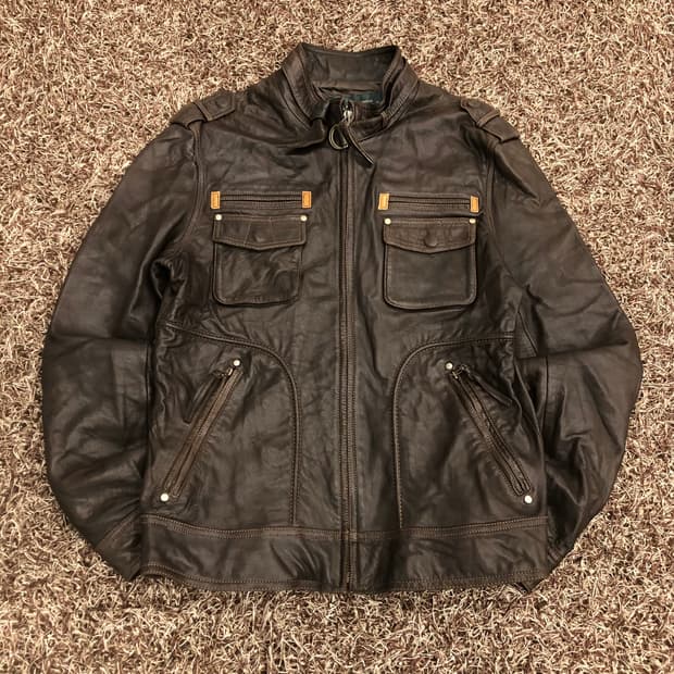 금강 양가죽 멀티 포켓 레더 가죽 자켓 