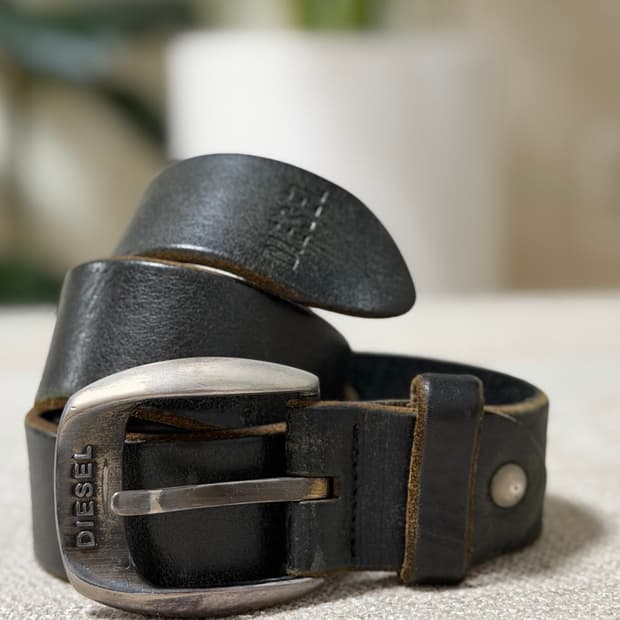 디젤 가죽 빈티지 벨트 블랙