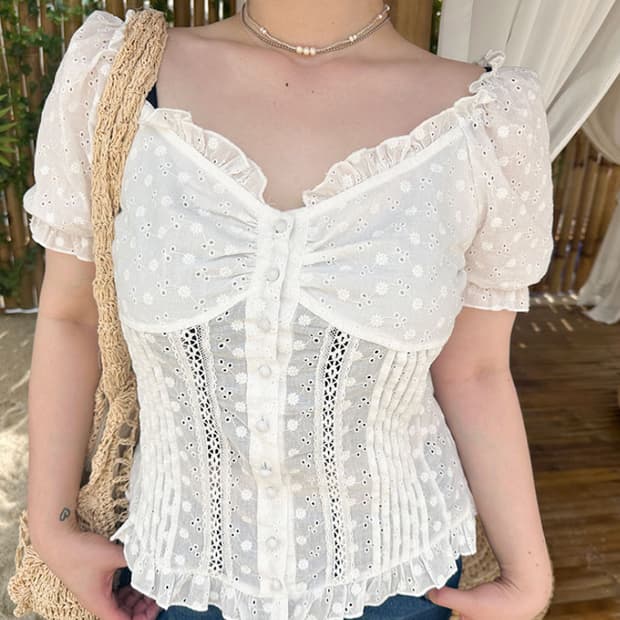 새상품 코코앤유 핑퐁퍼프 블라우스 블랙, 3호