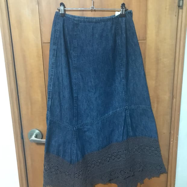 빈티지 데님 레이스 빈티지 스커트