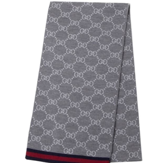 구찌  GG Two-Tone 울 스카프 그레이 새제품 택O