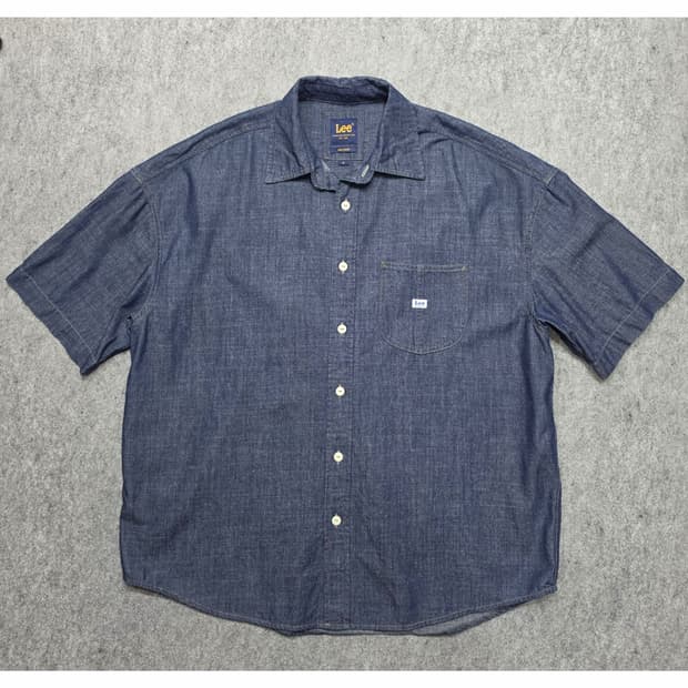 Lee 리 릴렉스핏 샴브레이 포켓 데님 반팔셔츠 M
