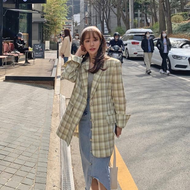 오버핏 체크자켓