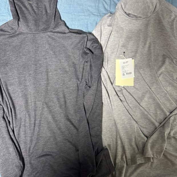 3) 폴리테루 터틀넥 슬리브 그레이 차콜