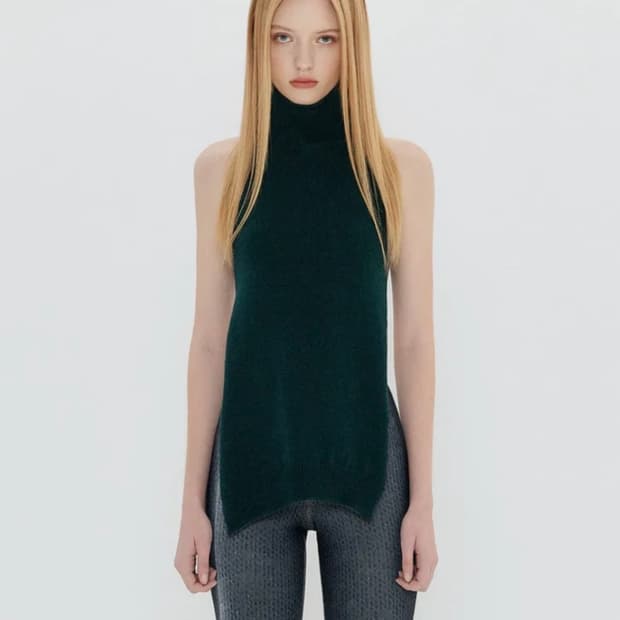 YUSE 유스 캐시미어 혼용 울홀터넥 니트 그레이