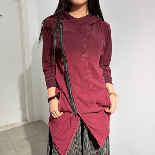 Johnny Wolf 언발란스 고딕 롱 후드 자켓