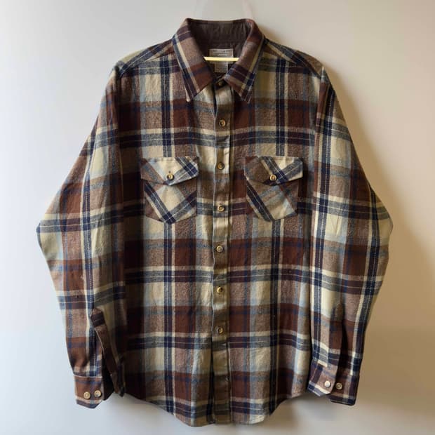80s Sears 긴팔 체크 셔츠