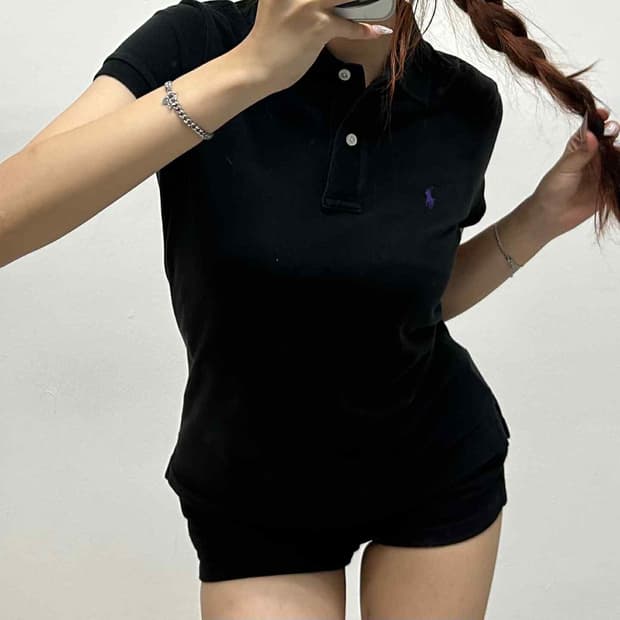 폴로 랄프로렌 여리핏 블랙 걸즈 pk 반팔 카라티(M)