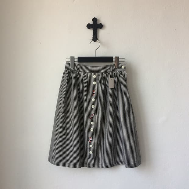Boy point stripe pattern midi skirt