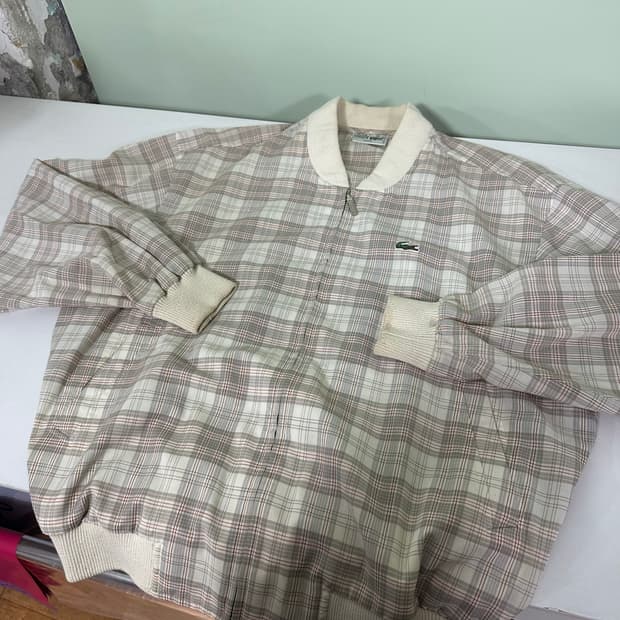 XL 라코스테 체크 오버핏 면 블루종