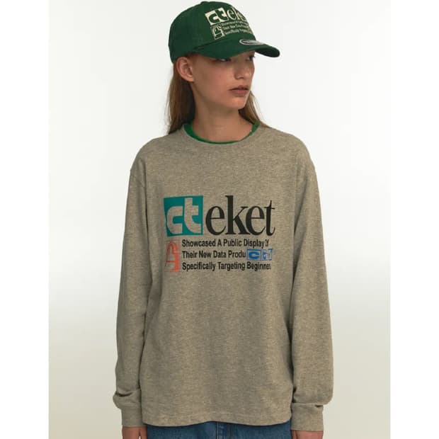 테켓 플랜 롱슬리브 티셔츠 멜란지 그레이 L