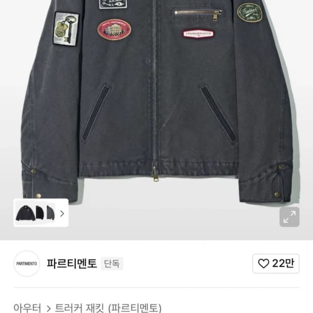 파르티멘토 3M 신슐레이트 VTG 워시드 패치 워크 자켓