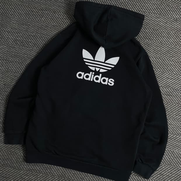 아디다스 빅로고 블랙 박시핏 후드집업 y 3488