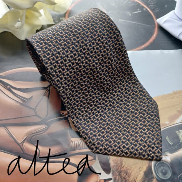 알테아 브라운 기하학 패턴 넥타이 9.1cm A+등급 A18580
