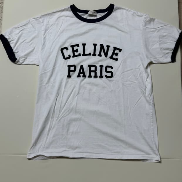 셀린느 링거티 (100사이즈) 파리 루즈 티셔츠 네이비 블랙