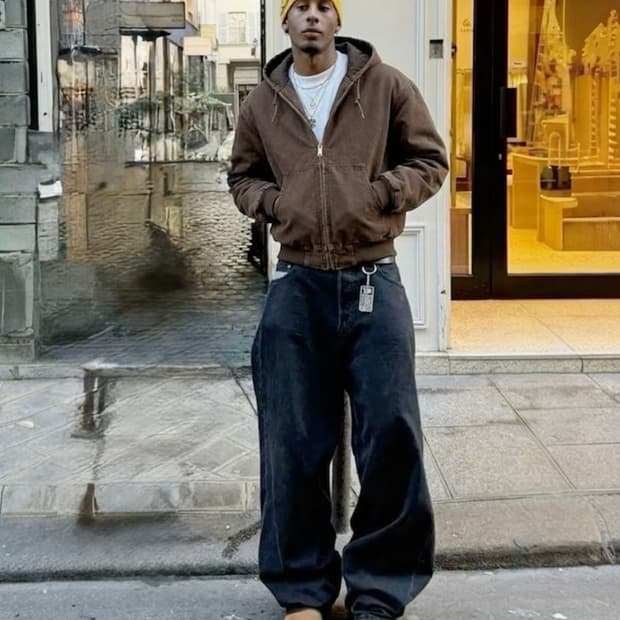 파르티멘토 VTG 워크 후드 집업 브라운 L