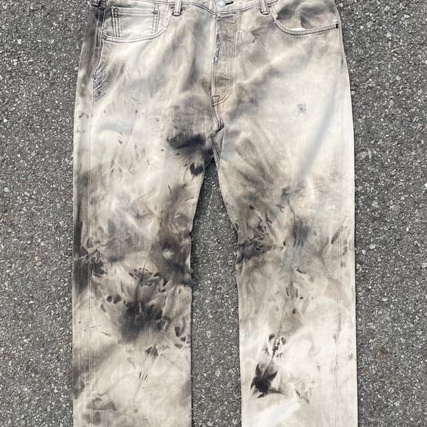 리바이스 501 워싱 타이다이 데님 38