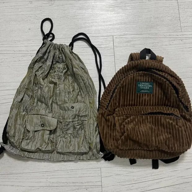 리빙트래블링쉐어 코듀로이 백팩 + 스트링백