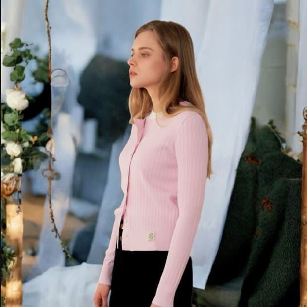 [새상품] 슬림핏 니트 여성 가디건 라이트 핑크 M