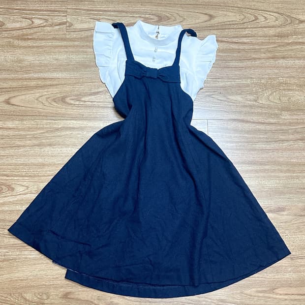 빈티지 화이트 리본 원피스 세트 히메갸루 로걀 라떼 모리걸 공겜여주 고딕