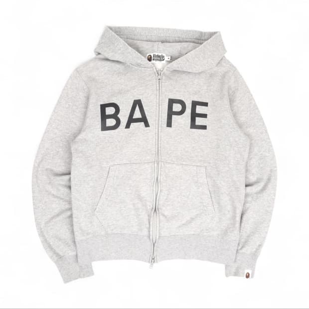 베이프 로고 매드사루 헤더 그레이 후드집업