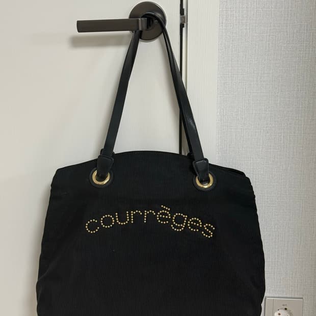 꾸레쥬 코듀로이 빈티지 토트백 블랙