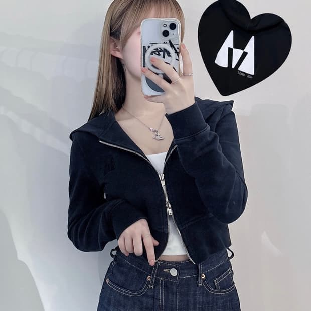 마땡킴 크롭 투웨이 후드집업