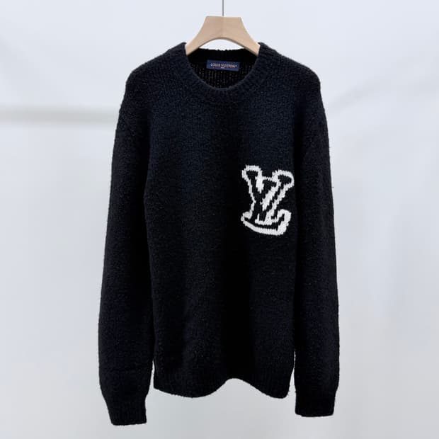 [S+급/2XL] 루이비통 LV 인타르시아 크루넥 니트 블랙