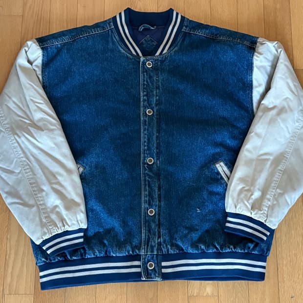 Basic Editions 데님 바시티 자켓