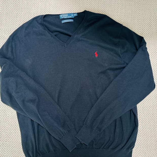 (빈티지)폴로 랄프로렌 블랙 V넥 니트 XXL