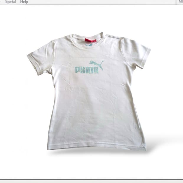 puma 화이트 민트블루 로고 티셔츠