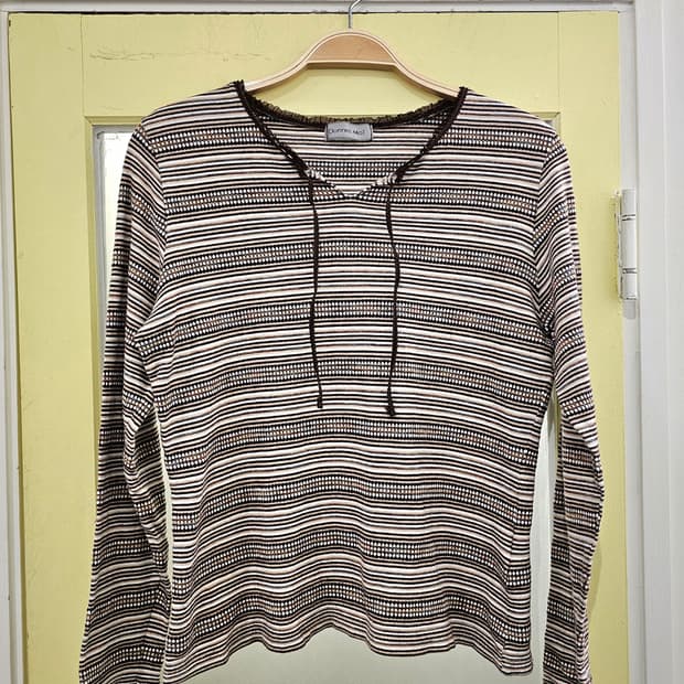 Donnez-Moi 에스닉 브라운 스트라이프 T