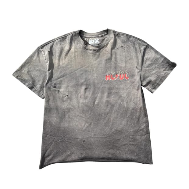 Distressed fading AC/DC band tees
