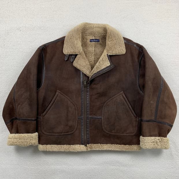 90s 노티카 램스킨 시어링 B-3 무스탕 플라이트 자켓