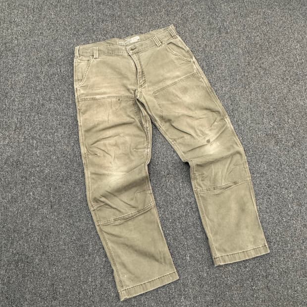 칼하트 빈티지 모스그린 더블니 워크팬츠