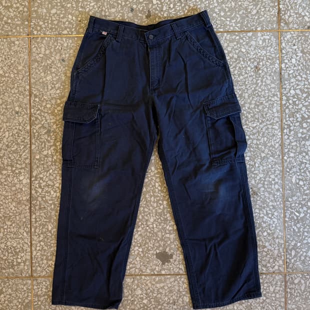 칼하트 카고 워크팬츠 네이비 워시드 36x33